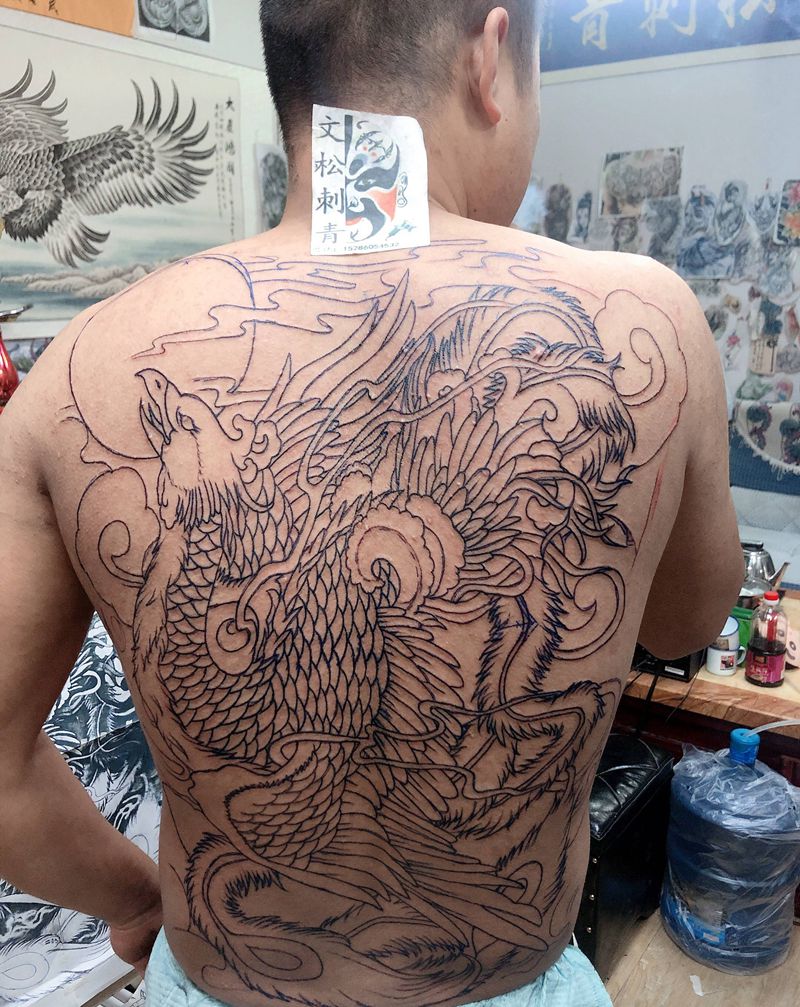 凤凰（未完）纹身图片_背部纹身图案