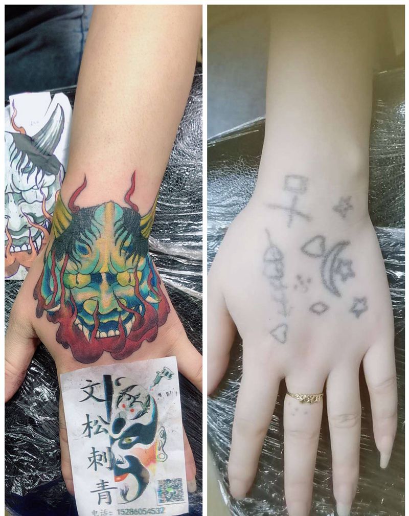 般若纹身图片_手部纹身图案