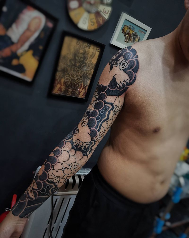 老传统花臂下次继续纹身图片_老传统纹身图案