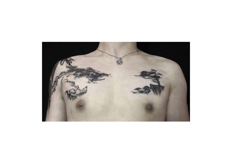 寒来暑往纹身图片_水墨纹身图案