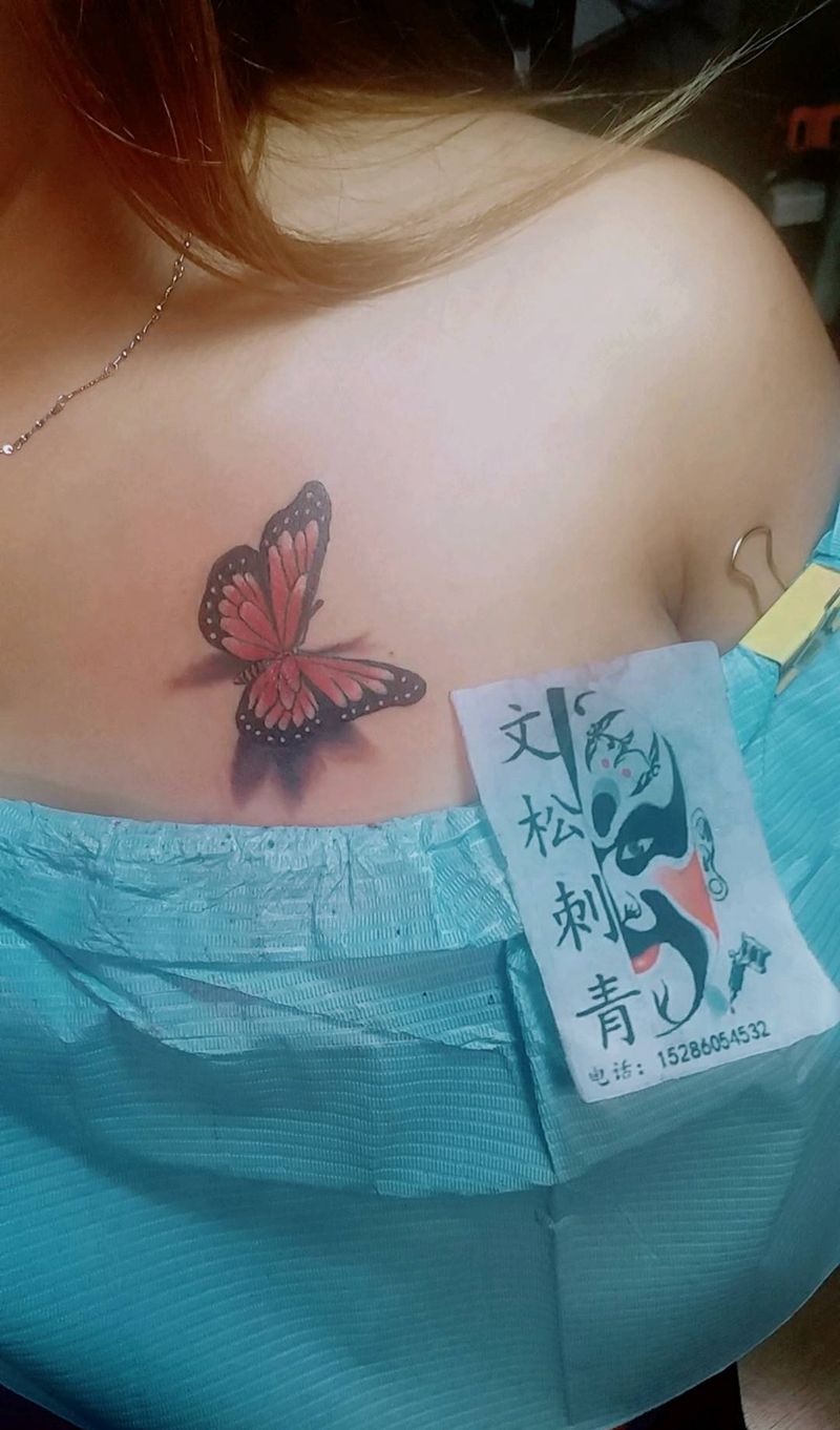 蝴蝶盖疤飞一个纹身图片