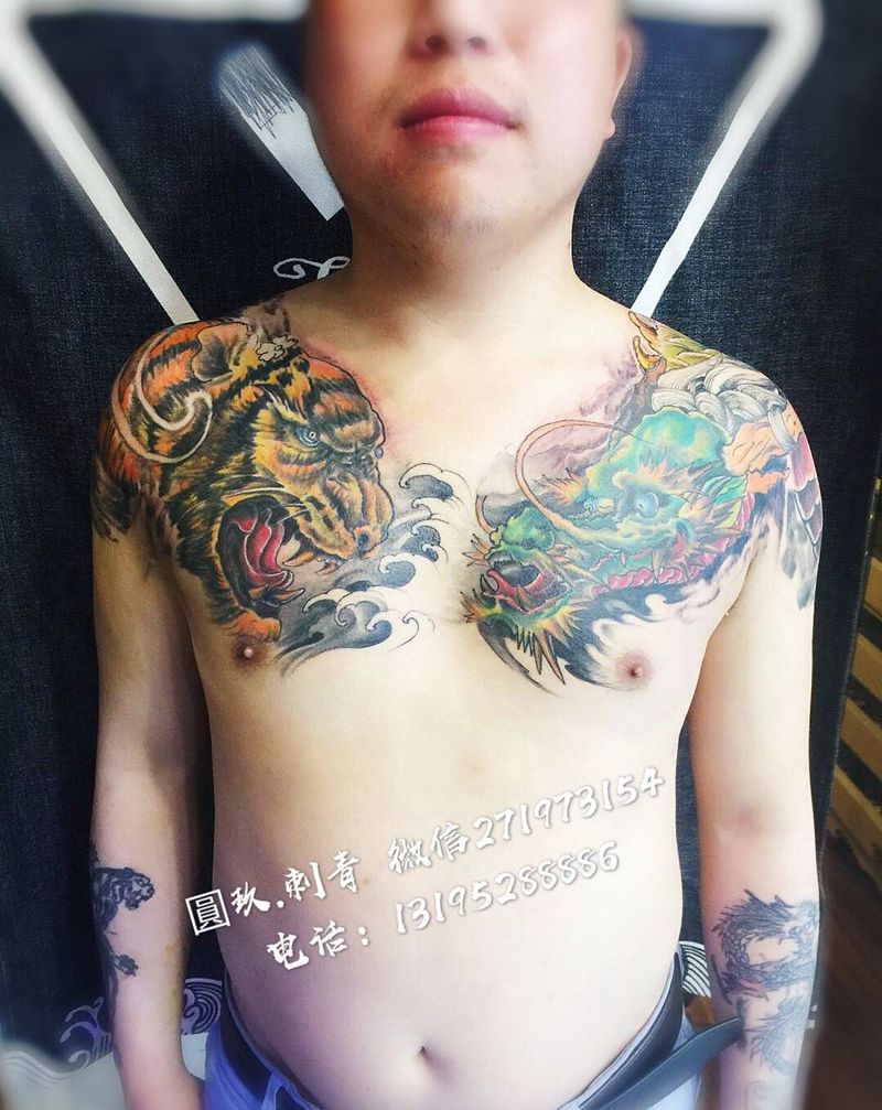 龙虎纹身图片