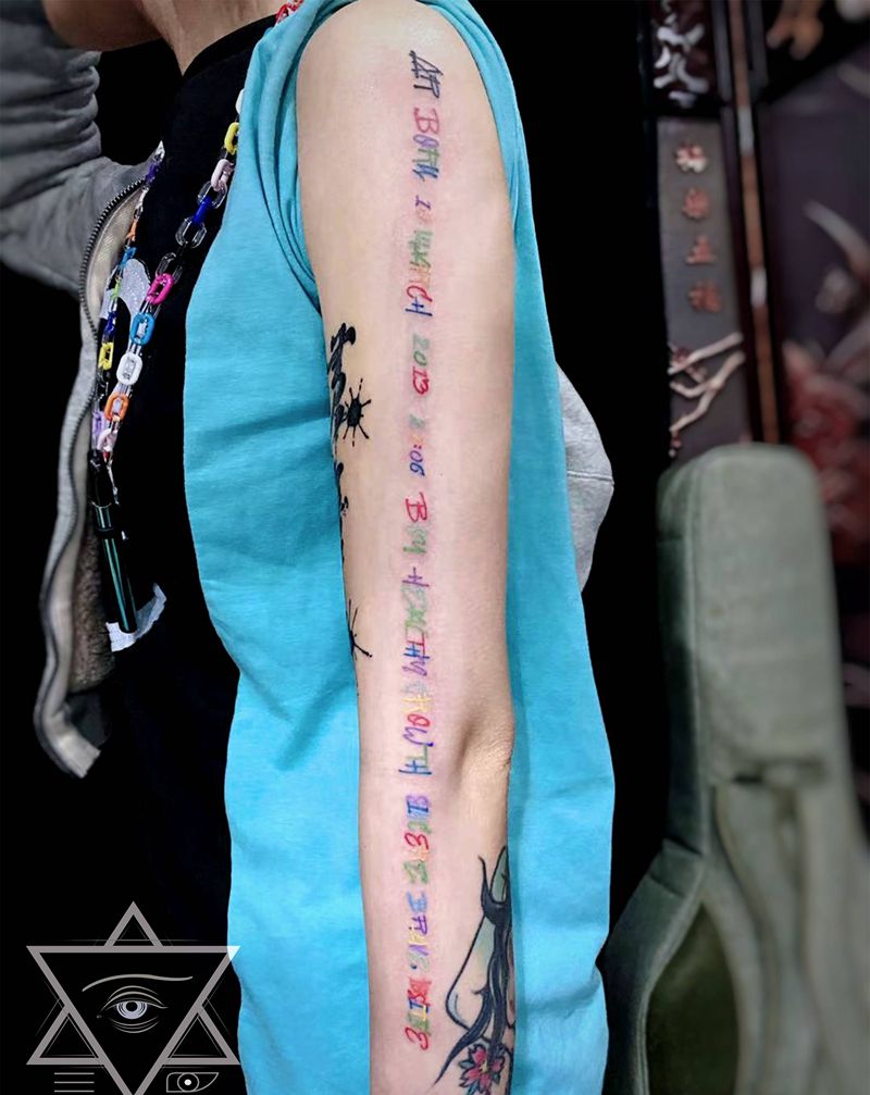 彩色英文原创纹身图片_手臂纹身图案