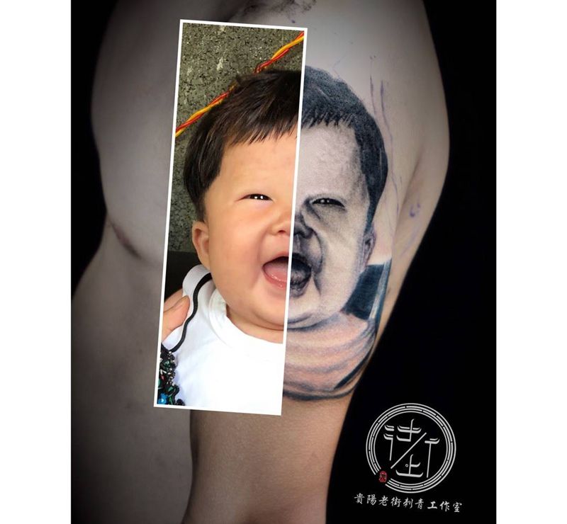 肖像纹身图片_成品手臂写实人物贵阳贵州肖像纹身图案