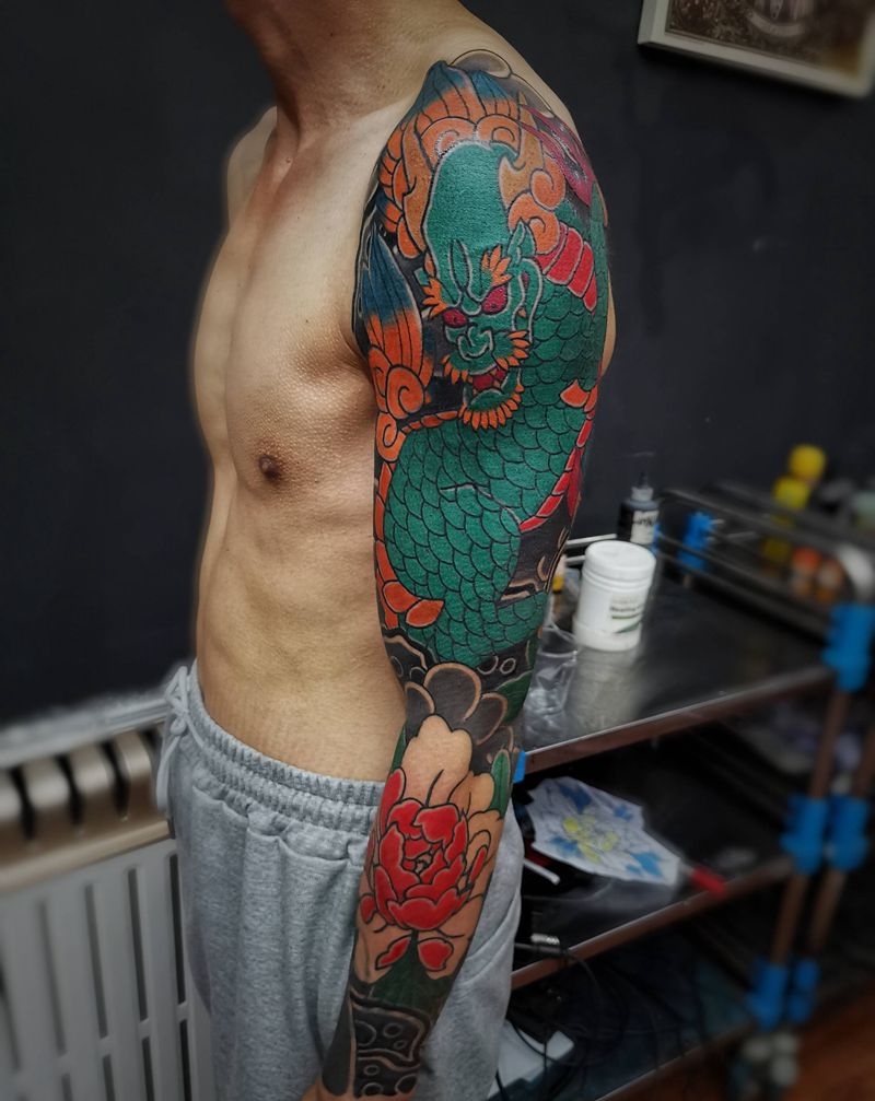 麒麟臂纹身图片_老传统纹身图案