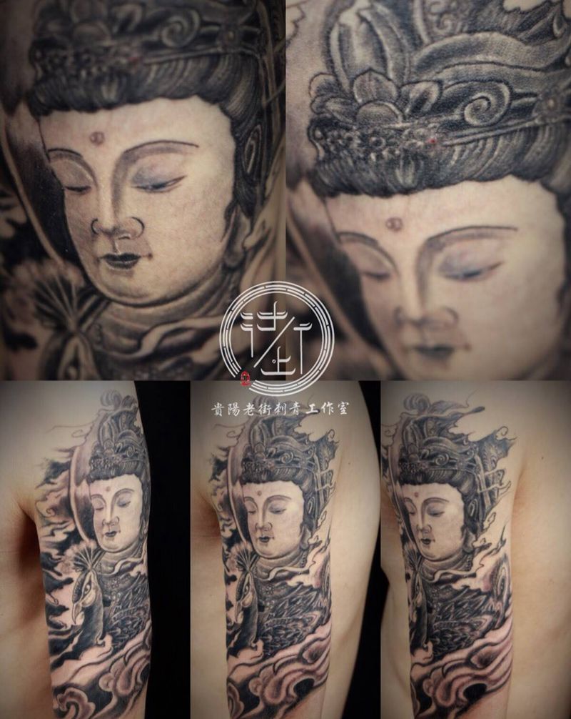 观音纹身图片_成品手臂传统鬼神贵阳贵州纹身图案