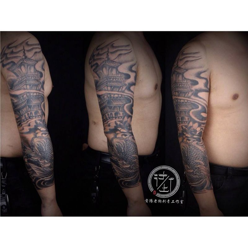 传统花臂纹身图片_成品手臂传统原创贵阳贵阳贵州花臂纹身图案