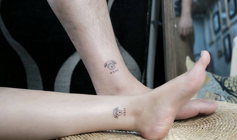 情侣纹身纹身图片_腿部图腾纹身图案