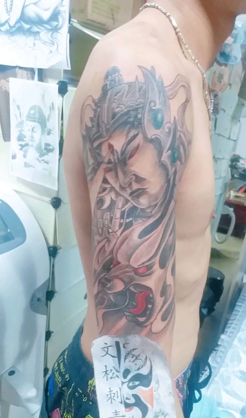 开天眼二郎神，霸气。纹身图片