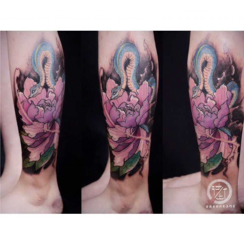 新传统纹身图片_成品腿部脚部传统鬼神贵阳纹身图案