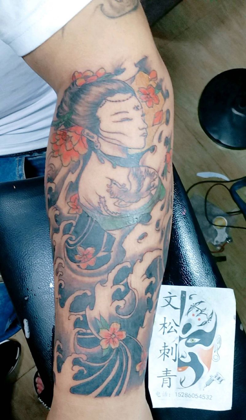 单侧半臂纹身图片