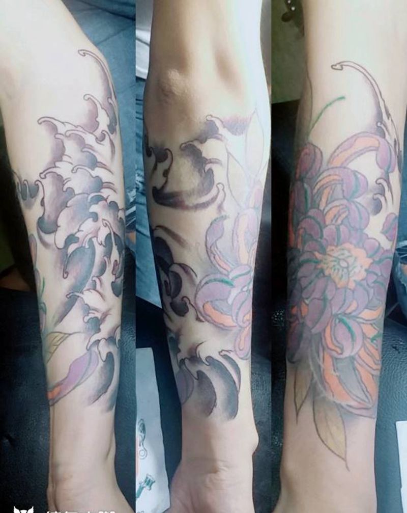 水浪包小臂纹身图片