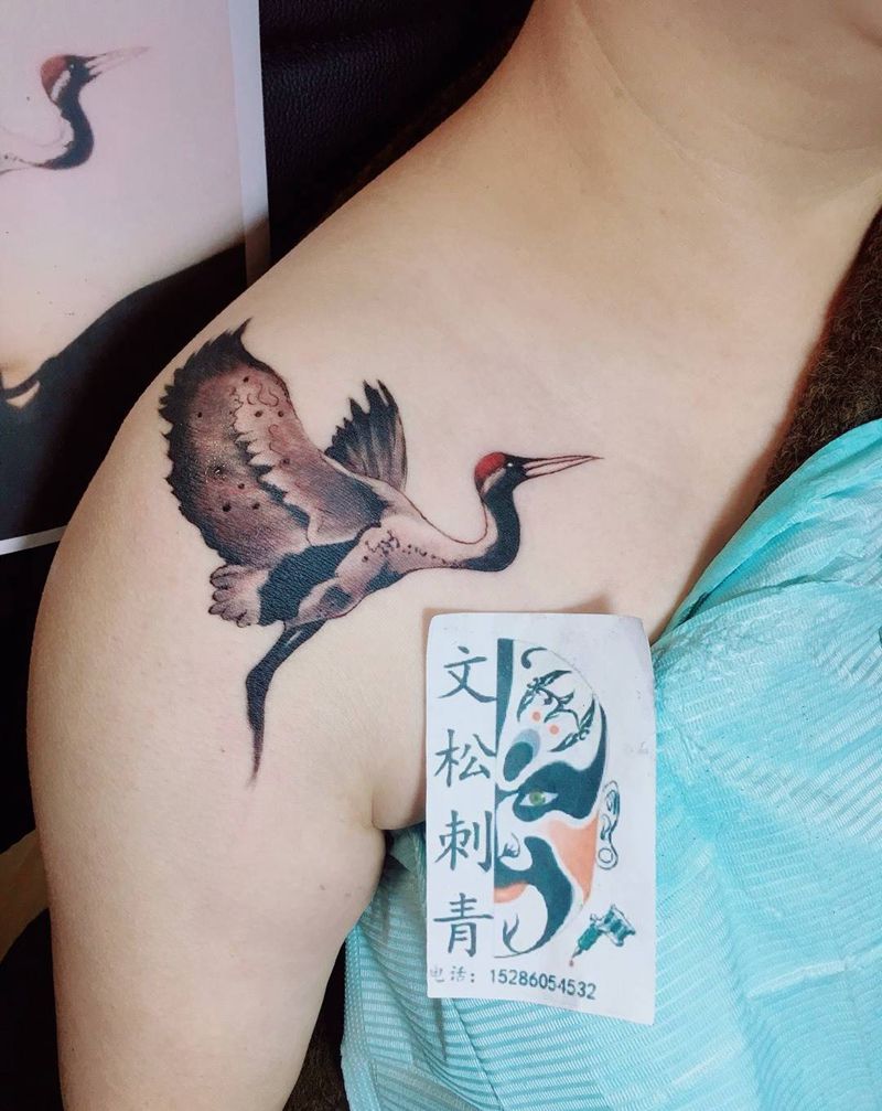 仙鹤是寿星的含义着长寿、吉祥和高雅的象征.纹身图片