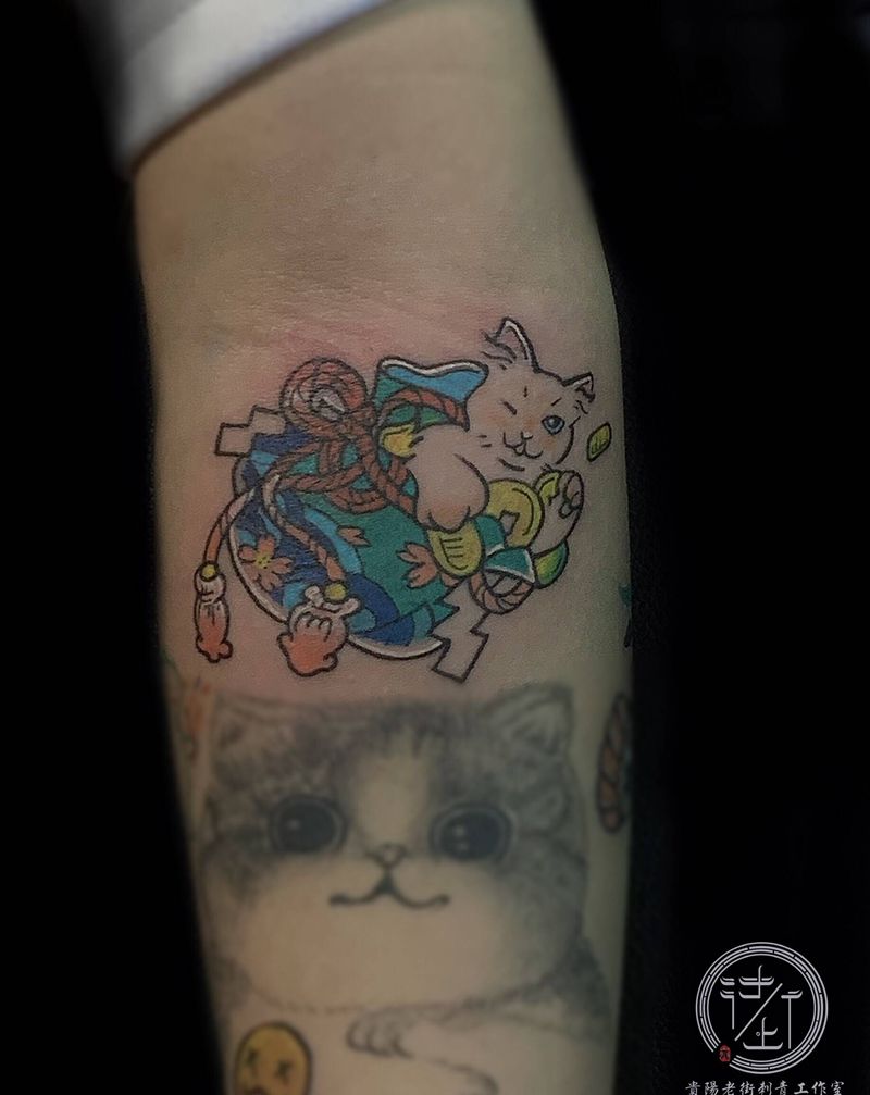 Newschool猫咪纹身图片_New School拼接填空纹身图案