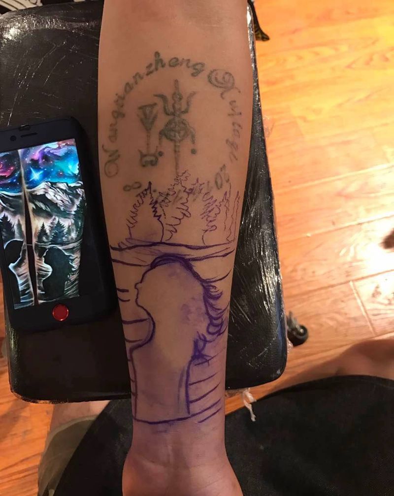 星空遮盖未完成纹身图片