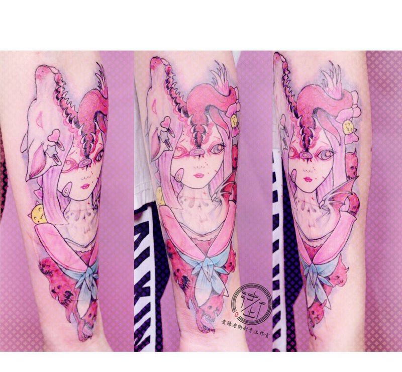 遮盖纹身图片_手部New School水彩纹身图案