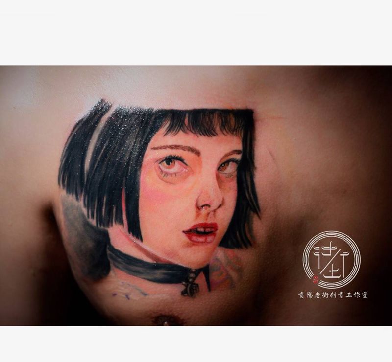 这个杀手不太冷纹身图片_胸部欧美写实贵阳纹身图案