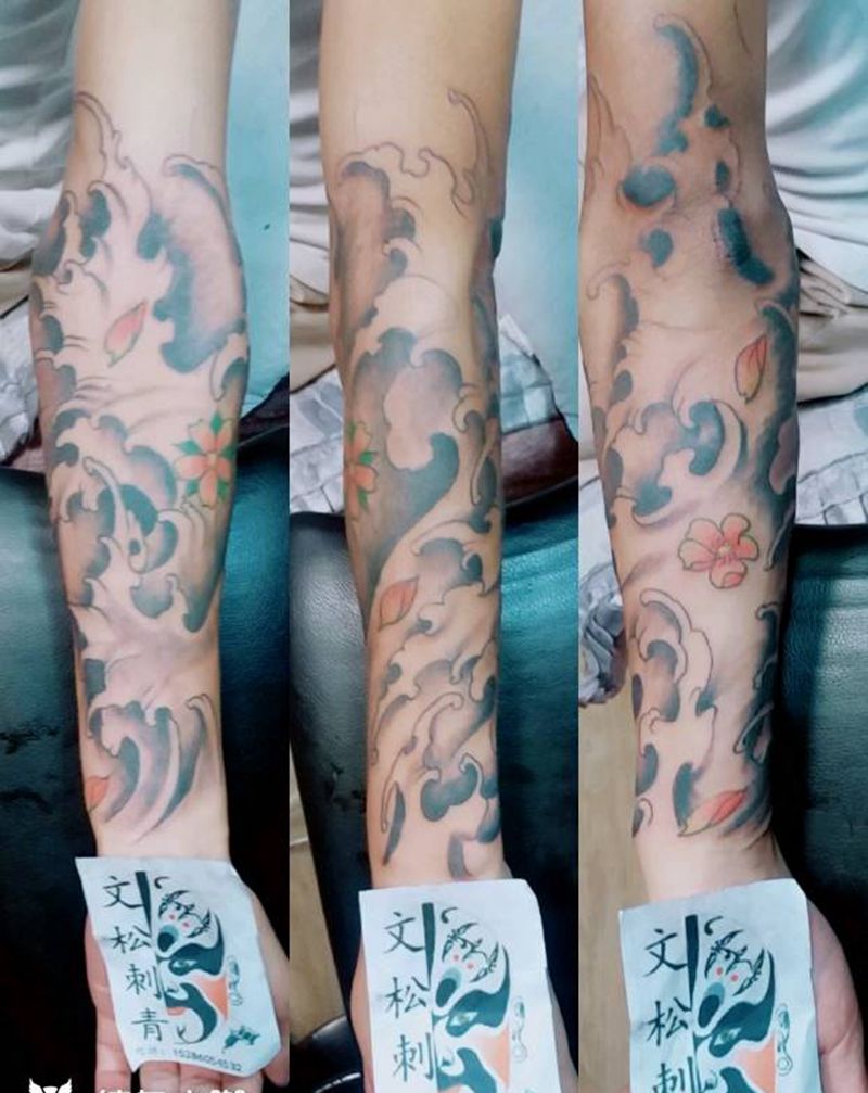 水浪包小臂纹身图片