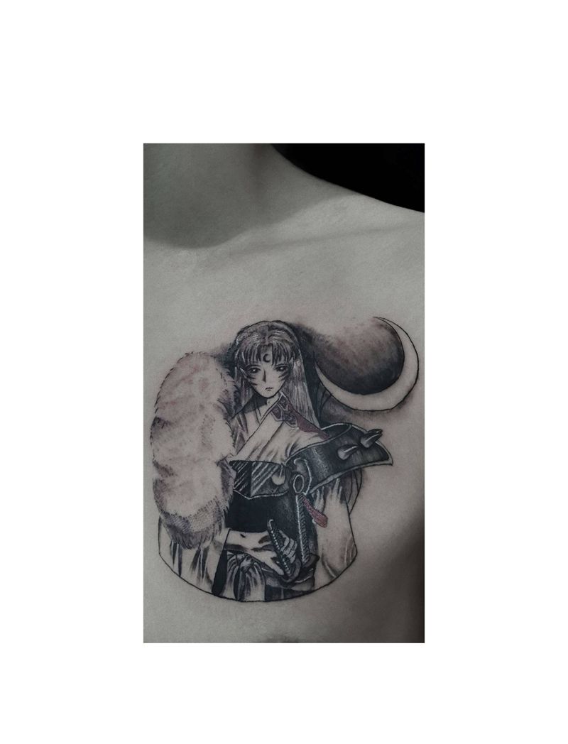 杀生丸纹身图片_胸部点刺犬夜叉杀生丸动漫纹身图案