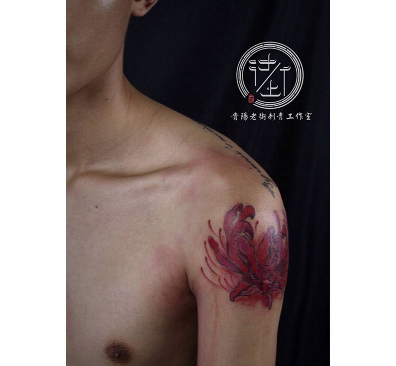 彼岸花纹身图片_成品欧美静物贵阳彼岸花纹身图案