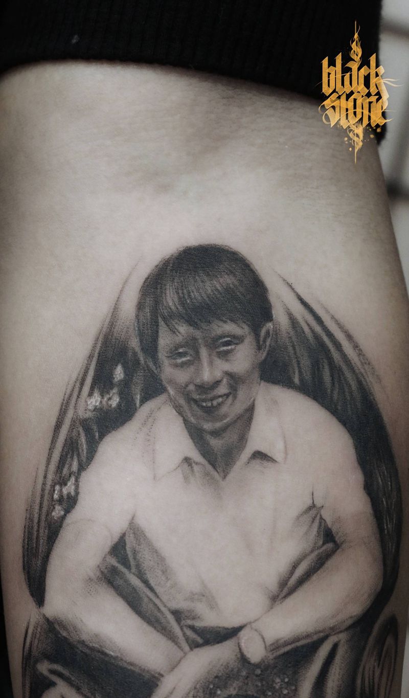 父爱,肖像纹身图片_手臂欧美写实纹身图案