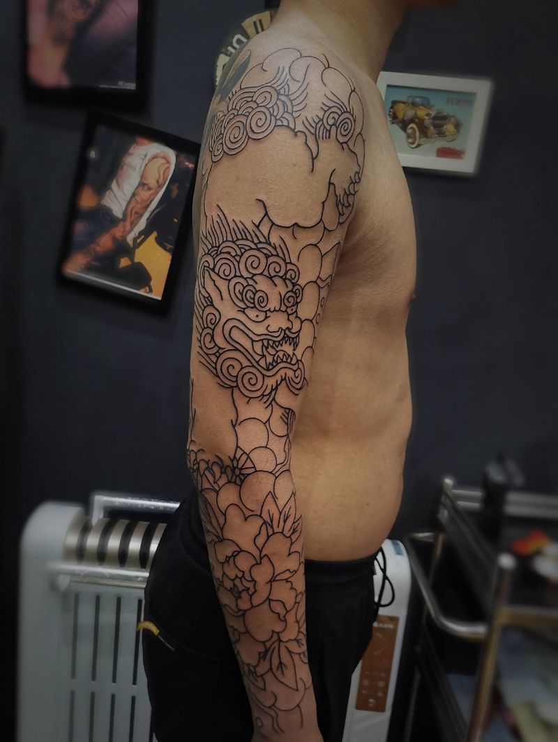 老传统花臂未完成期待纹身图片_老传统纹身图案