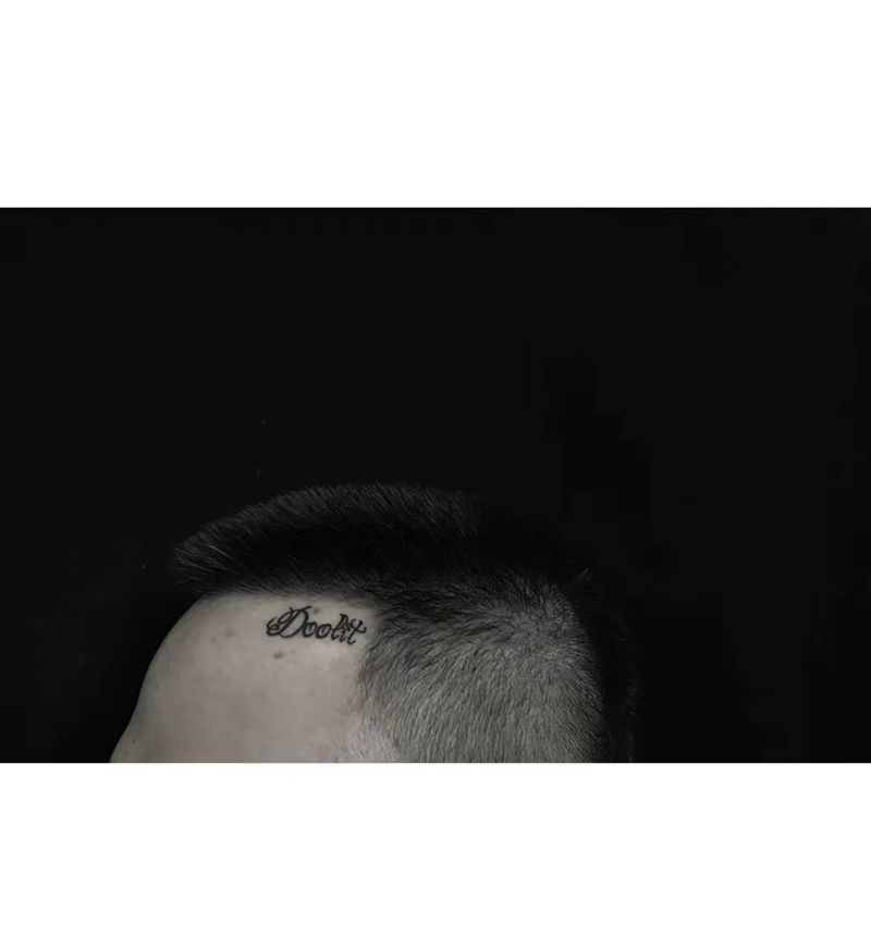 头纹身图片_花体字纹身图案