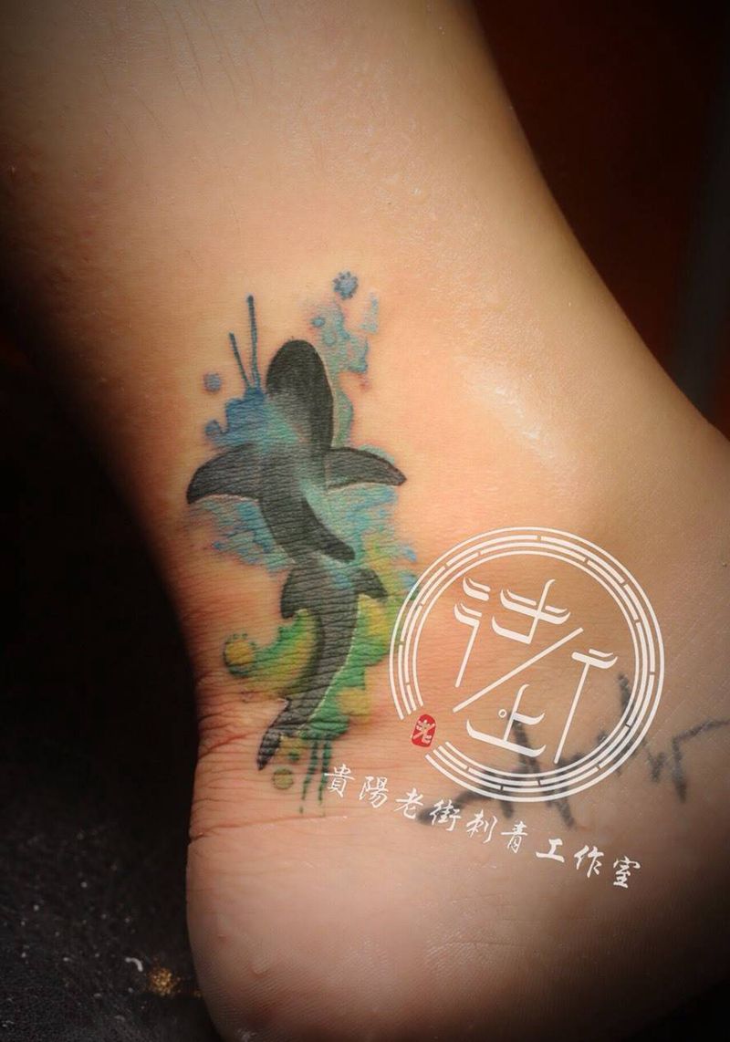 水墨遮盖纹身图片