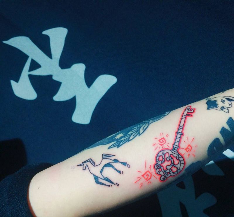 彩色小图拼接纹身图片_成品插画手臂清新欧美原创几何贴纸植物静物纹身图案