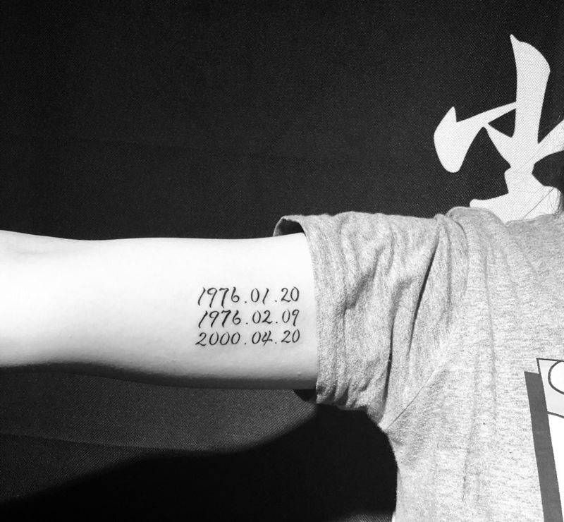 纪念家人纹身图片_成品手臂清新字符原创纹身图案