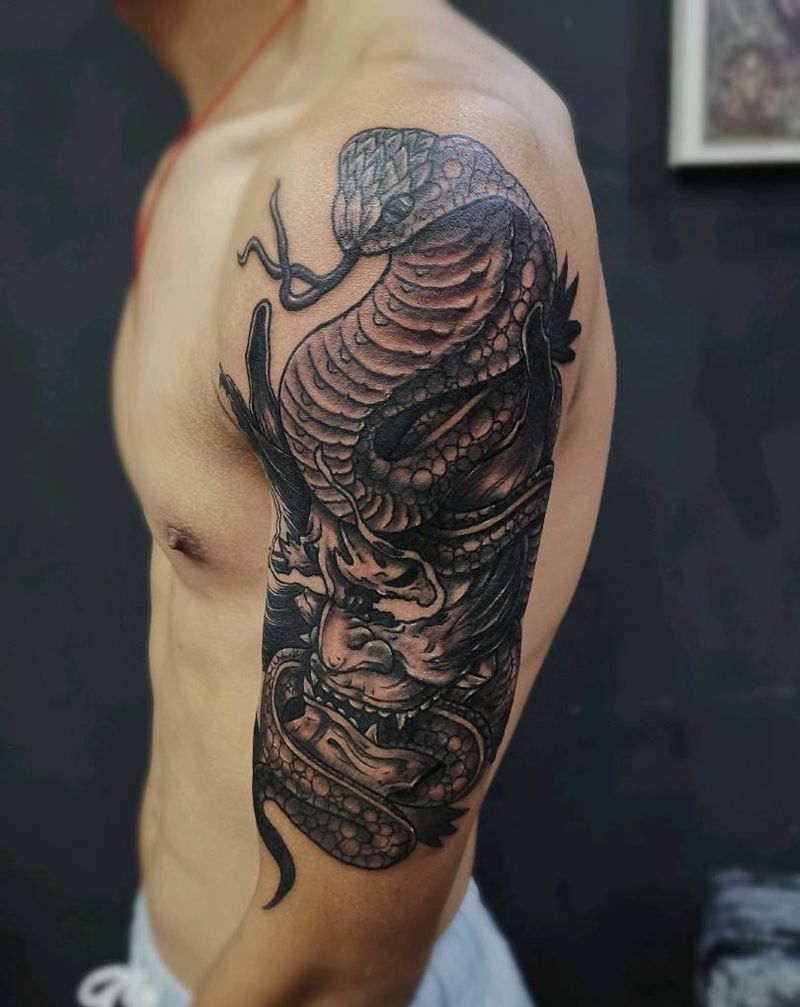 老蛇鬼纹身图片_新传统纹身图案