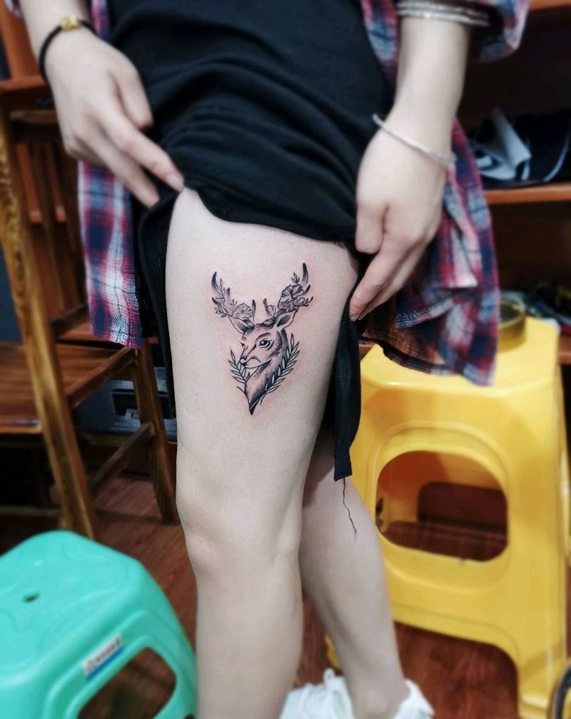 小鹿纹身图片_个性小图纹身图案