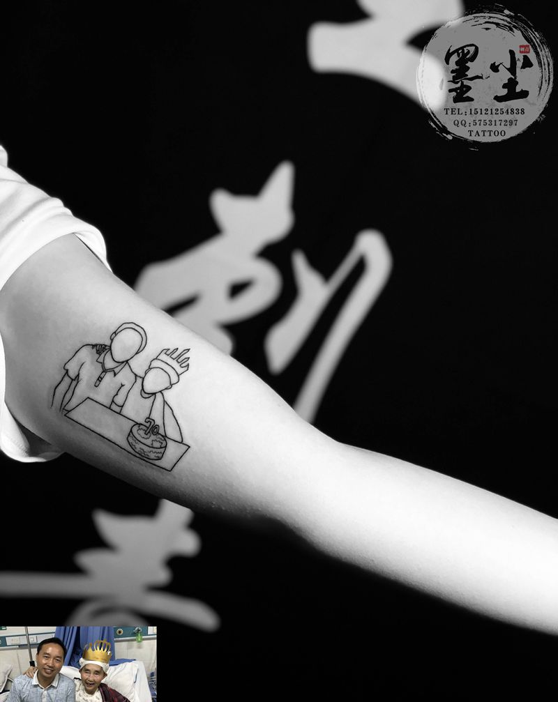 极简主义纹身图片_手臂几何简笔画纹身图案