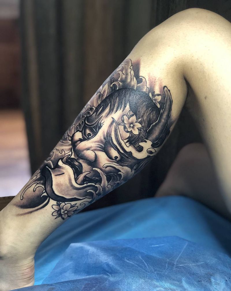 阿旭作品 般若纹身图片_脚部新传统学培训纹身图案