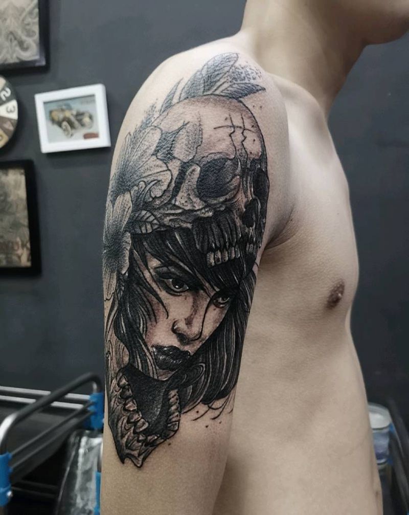 暗黑鬼女纹身图片_暗黑纹身图案