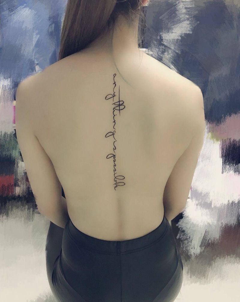 买家秀纹身图片_成品背部清新字符原创纹身图案