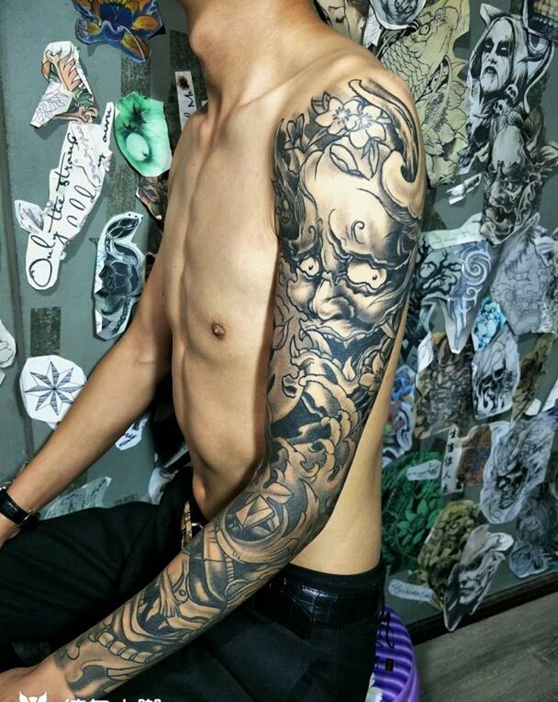 传统花臂,大功告成,纹身图片