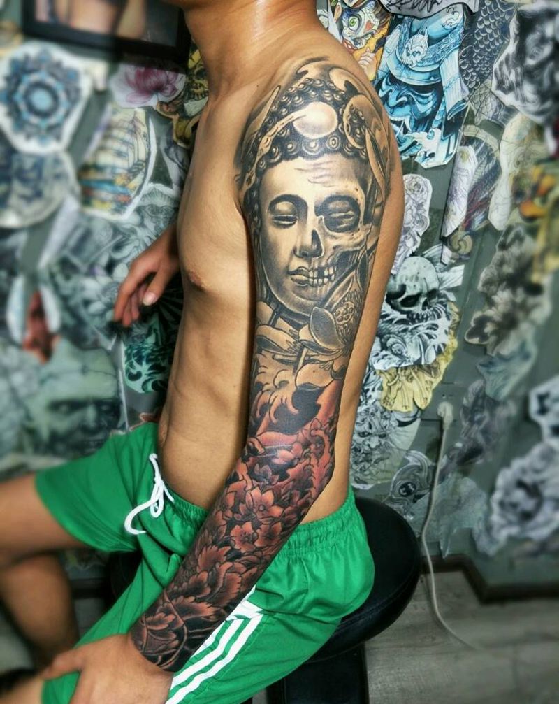 传统花臂微信944469684纹身图片