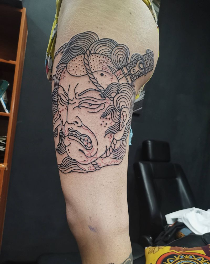 生首未完成纹身图片_老传统纹身图案