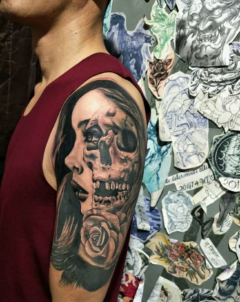 欧美女鬼完成纹身图片