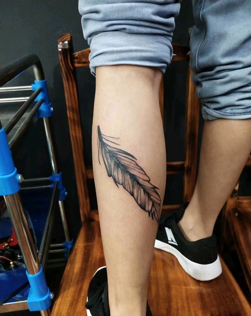 羽毛纹身图片_点刺纹身图案