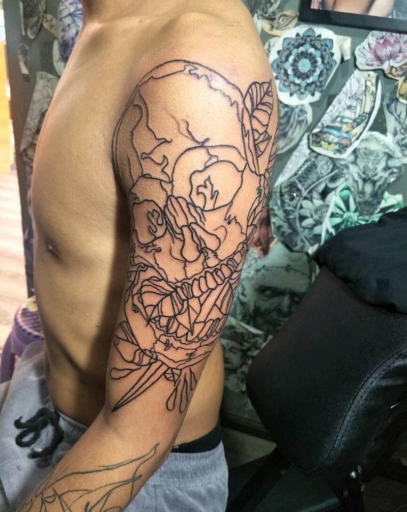 骷髅未完成纹身图片