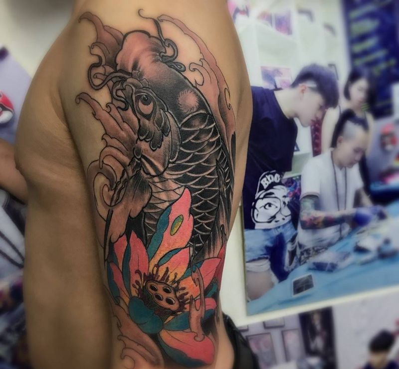 之前的作品 分享一下纹身图片_成品手臂传统动物纹身图案