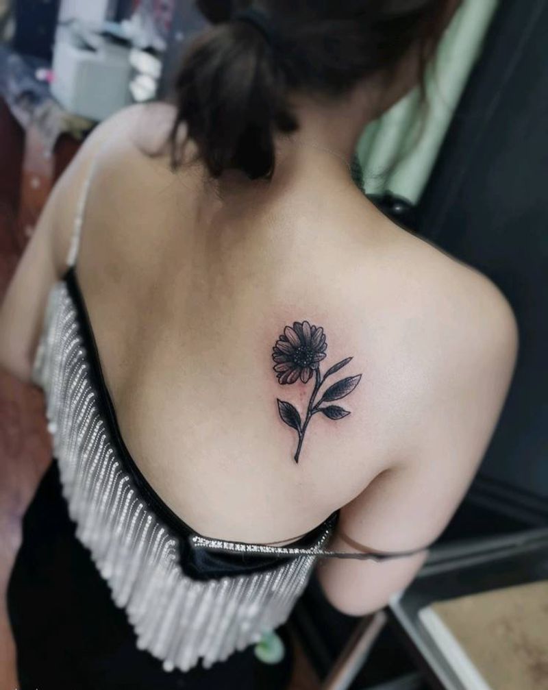 葵花纹身图片_点刺纹身图案