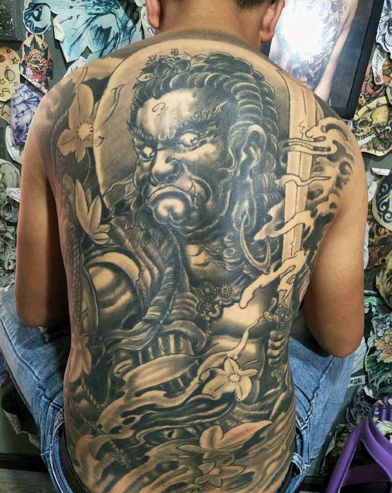 满背不动明王恢复后纹身图片