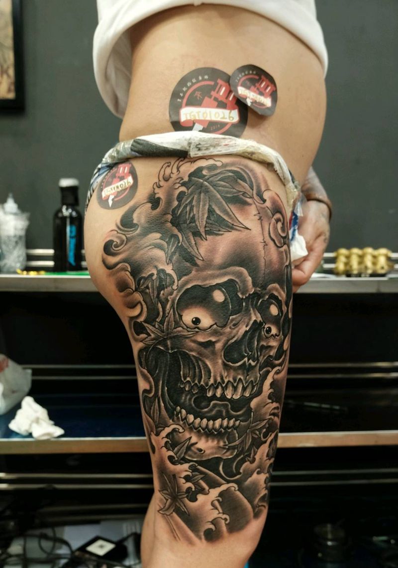 骷髅纹身图片_新传统纹身图案