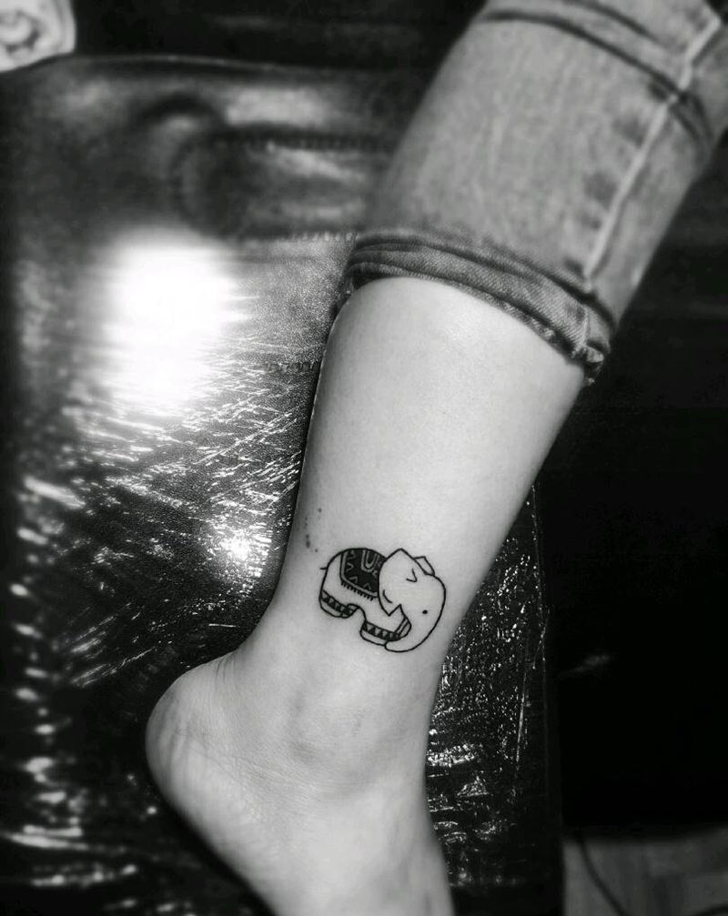 个性小象纹身图片