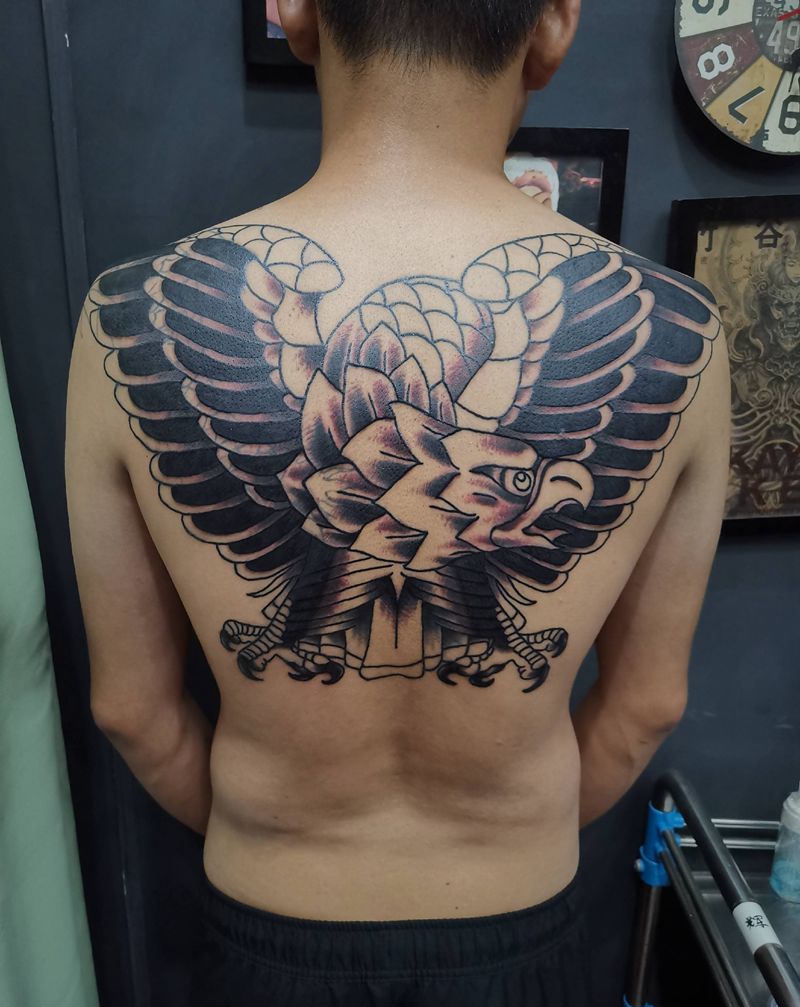 老鹰未完成下次继续纹身图片_Old School纹身图案
