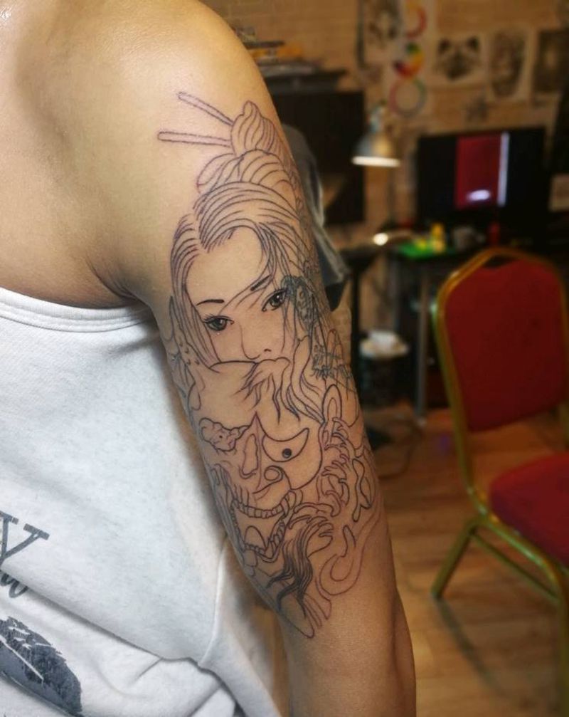 般若美女图纹身图片