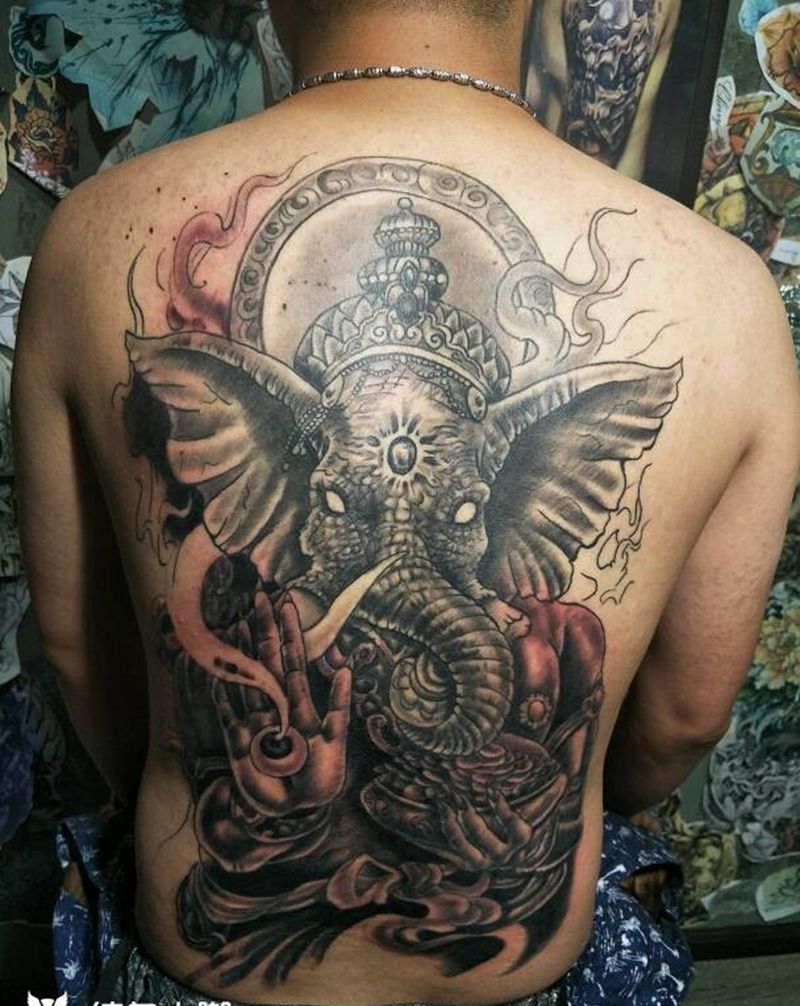 满背象神未完成下次继续纹身图片